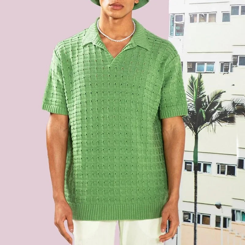 NIMA Oversized Gebreid Poloshirt