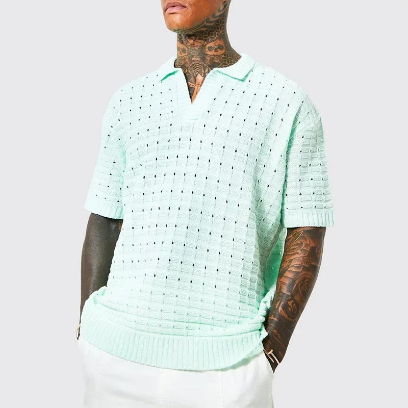 NIMA Oversized Gebreid Poloshirt