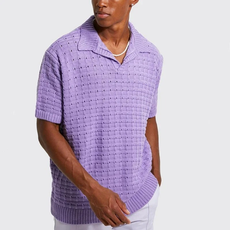NIMA Oversized Gebreid Poloshirt