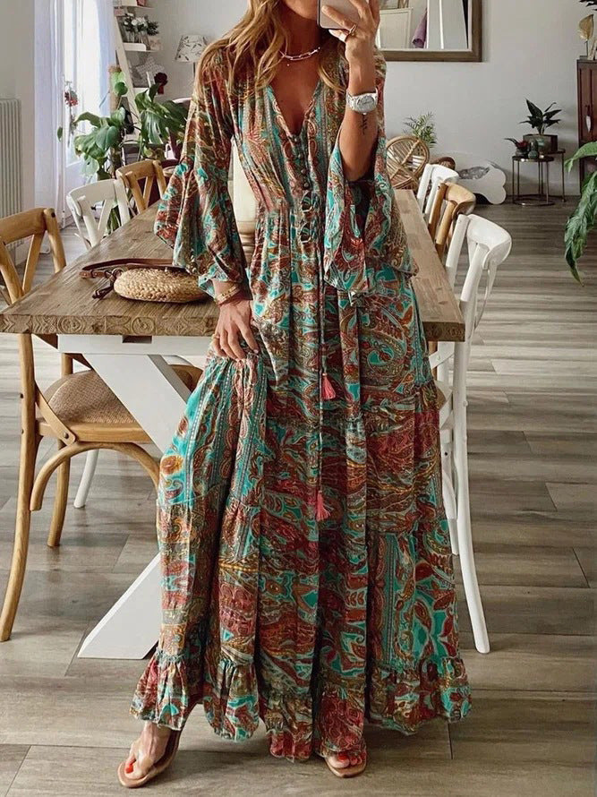 NIMA Bohemian Strand Maxi Jurk Bloemenprint