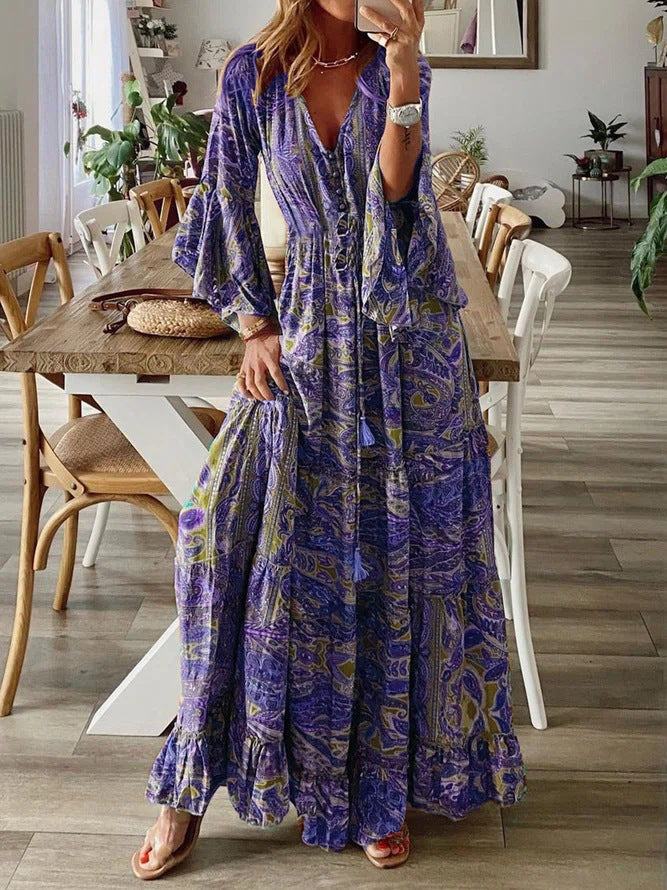 NIMA Bohemian Strand Maxi Jurk Bloemenprint