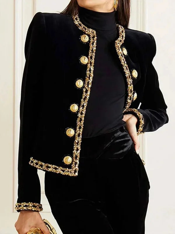 Ethel - elegant jacket with long sleeves and a round neck with a button