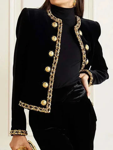 Ethel - elegant jacket with long sleeves and a round neck with a button