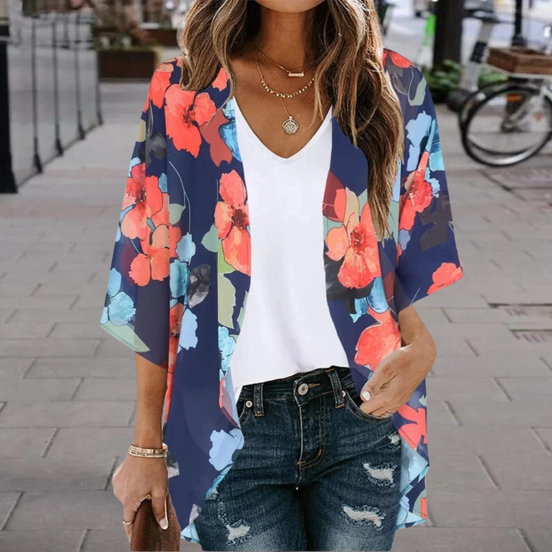 NIMA groene bedrukte lichtgewicht lange zomer blouse