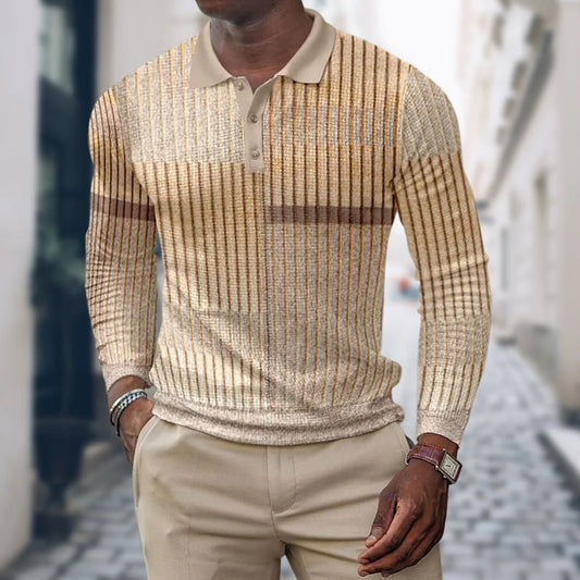 Men's long-sleeved polo shirt with button placket – sporty & smart