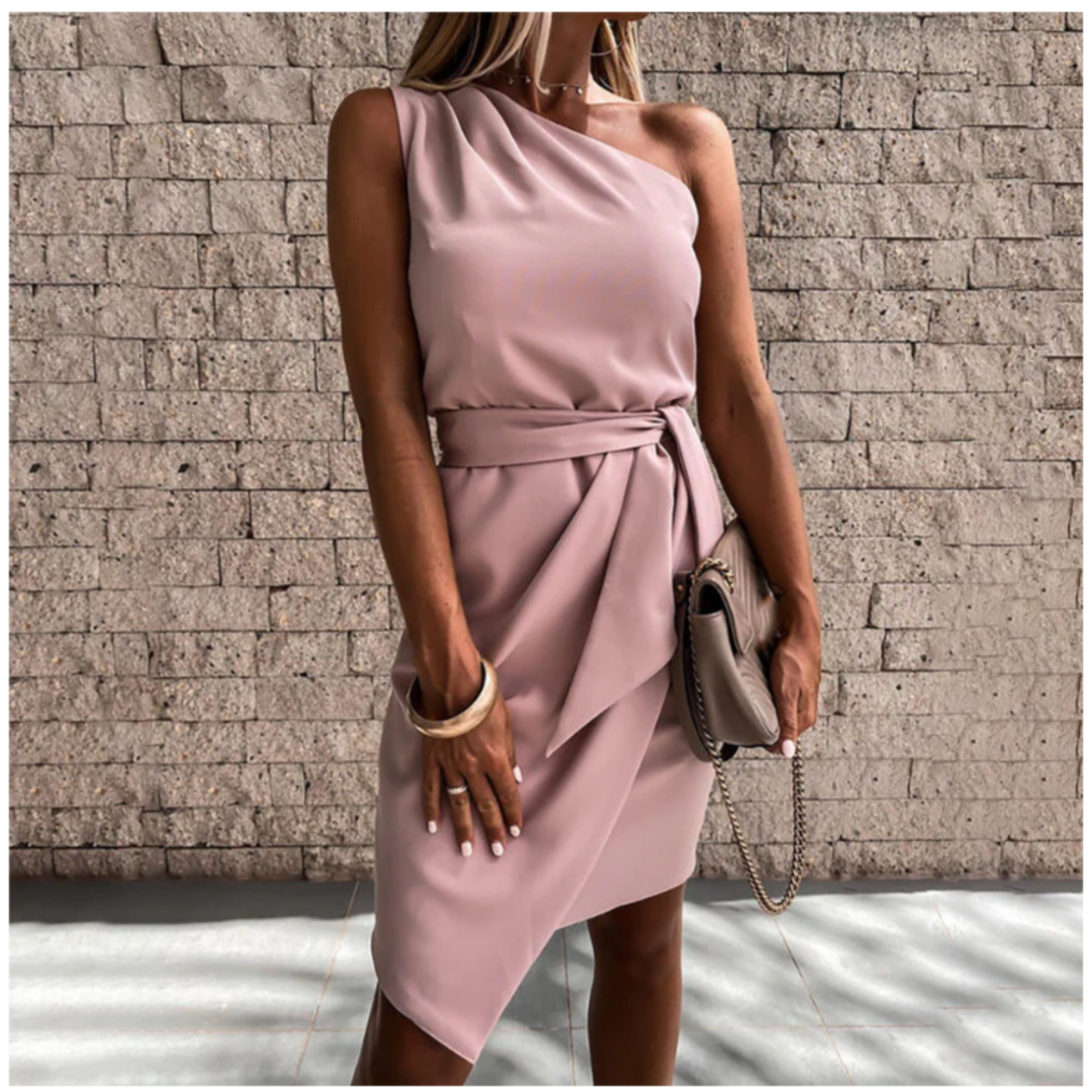 NIMA Elegante een schouder zomerjurk