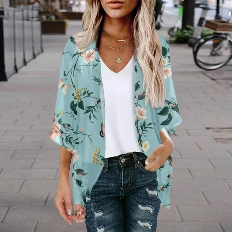 NIMA groene bedrukte lichtgewicht lange zomer blouse