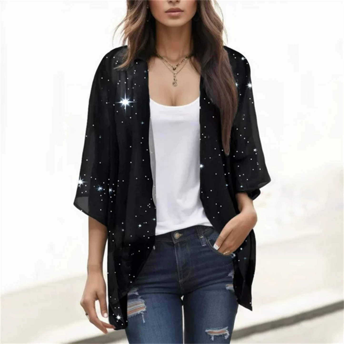 NIMA groene bedrukte lichtgewicht lange zomer blouse