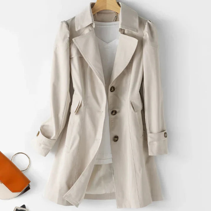 Women's stylish winter trench coat with hood – elegant & warm