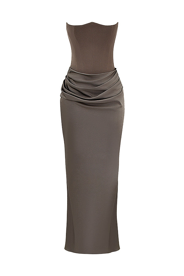 NIMA Elegant strapless korset maxi jurk