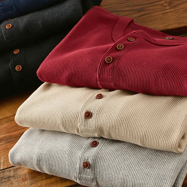 Finn – henley t-shirt made from 100% cotton with long sleeves