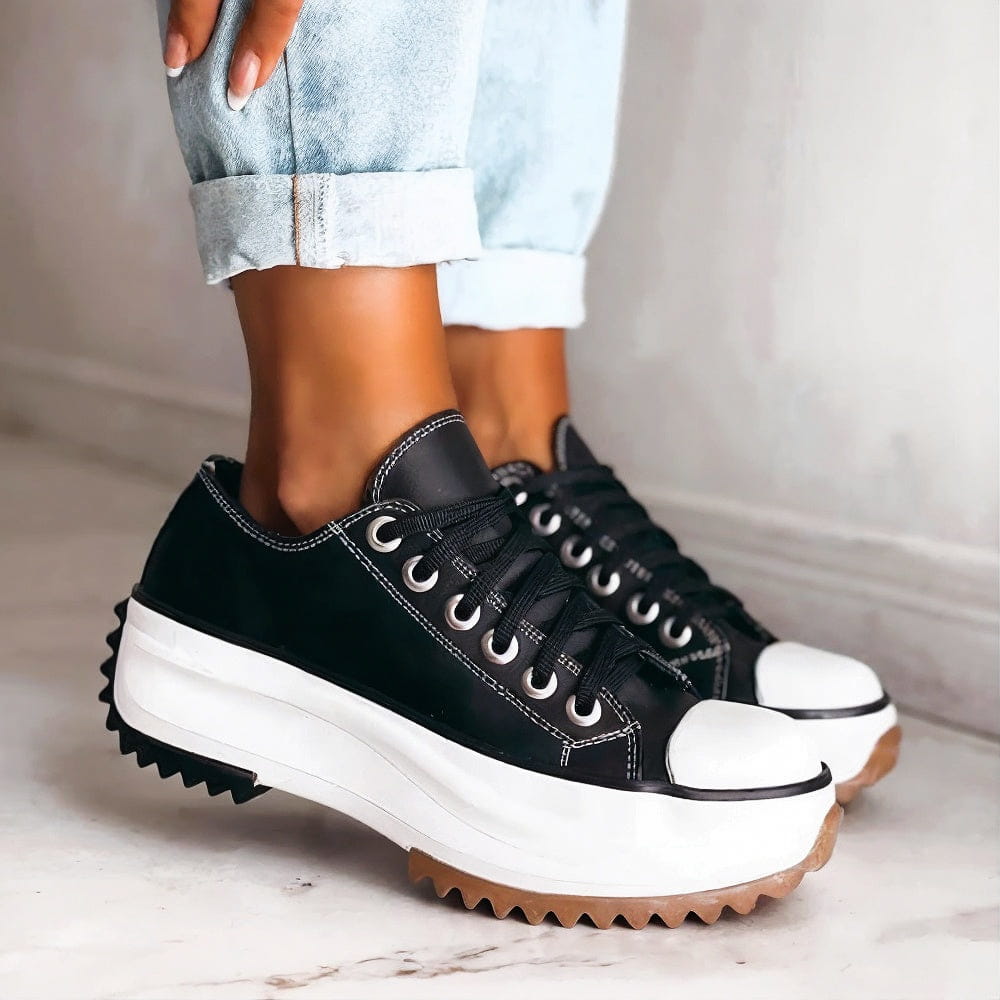 Leather platform sneakers