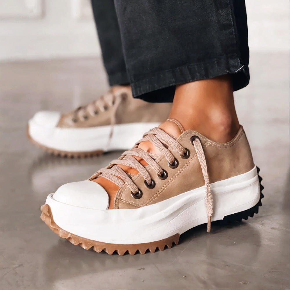 Leather platform sneakers