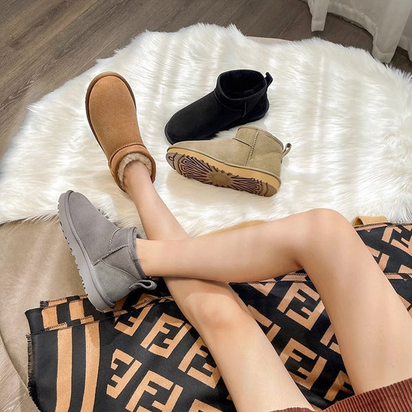 Alva - short winter ankle boots made of matte genuine leather