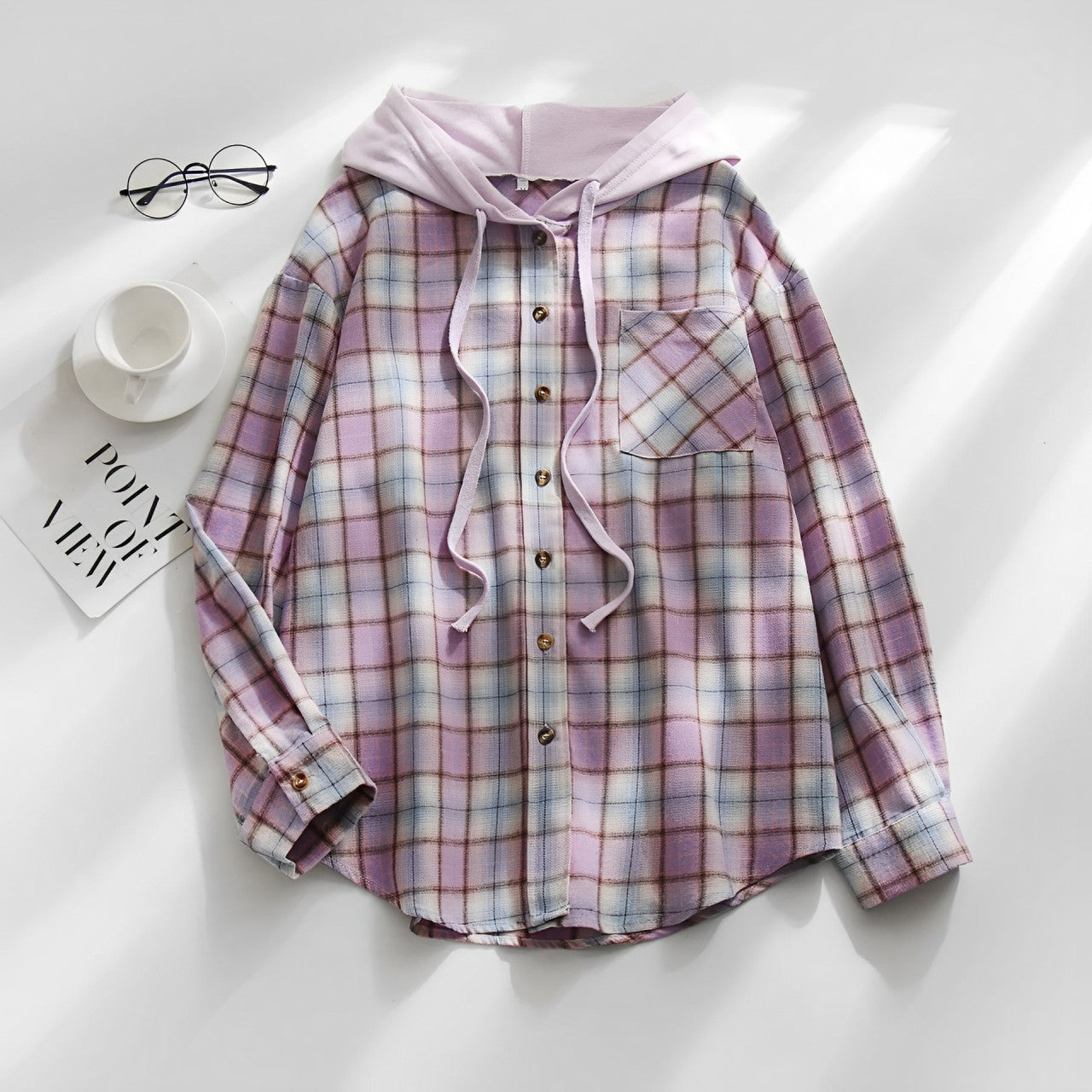 Nina - checkered jacket with hood and drawstring
