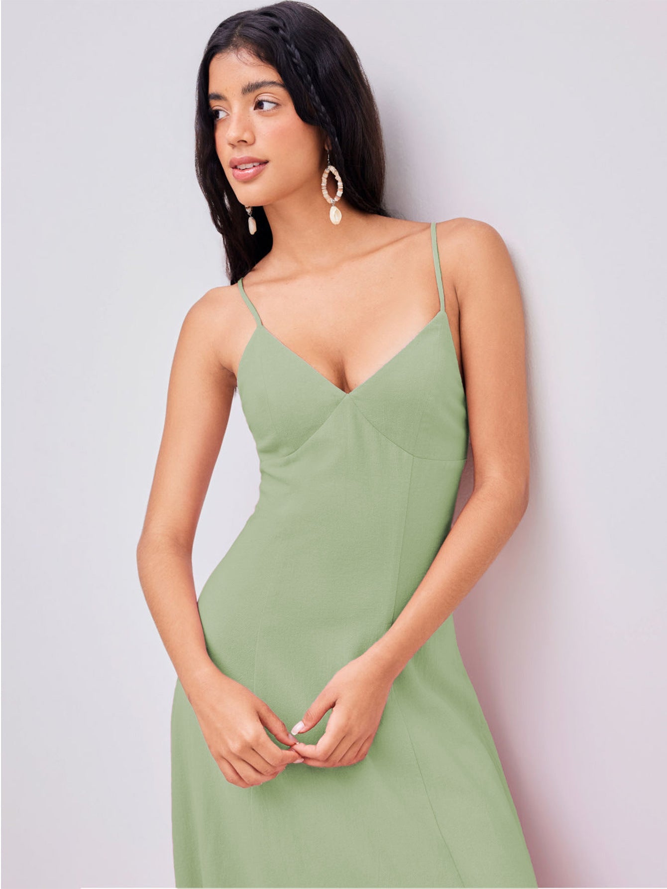NIMA Casual lichtgroene maxi jurk