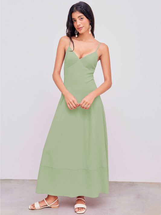NIMA Casual lichtgroene maxi jurk