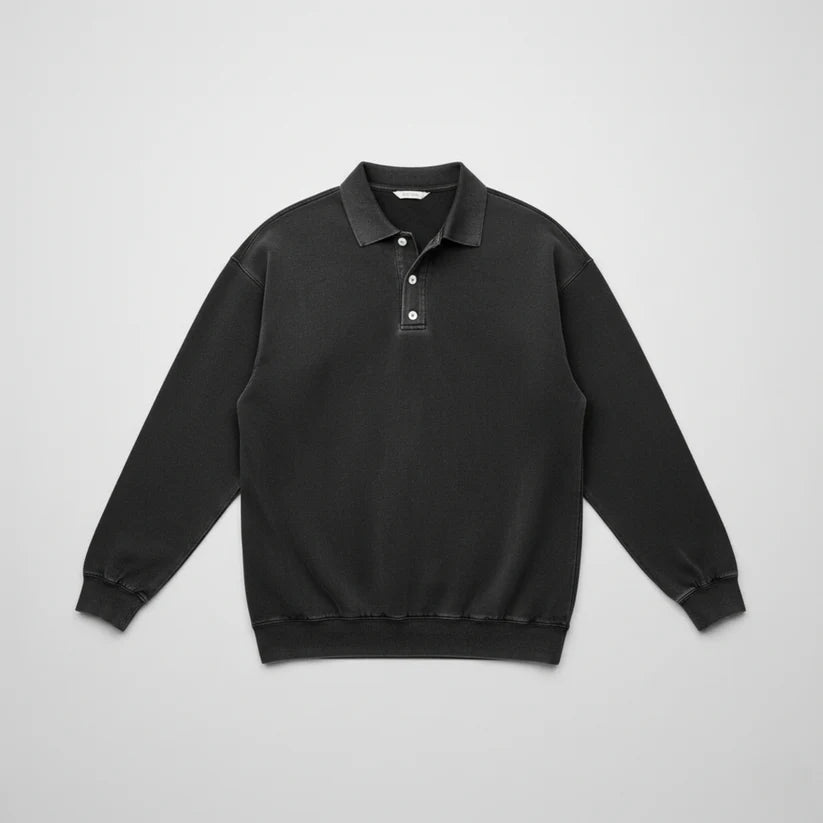 Lukas – polo shirt with long sleeves and ribbed cuffs