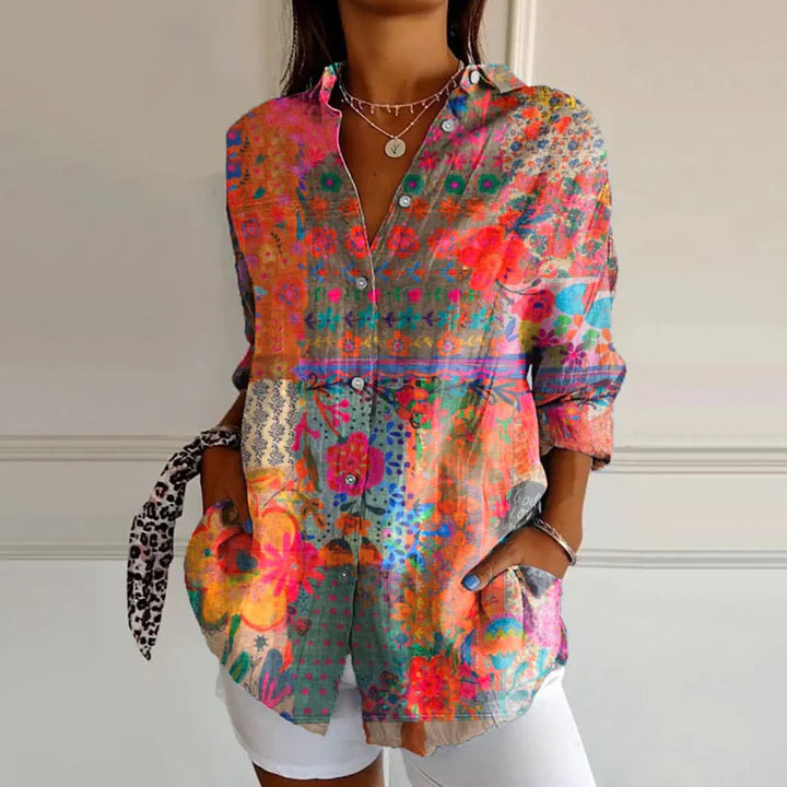 Iva – elegant blouse with floral print