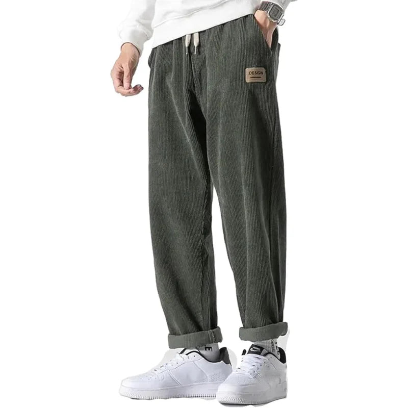Men's oversized casual corduroy trousers – soft, comfortable cut