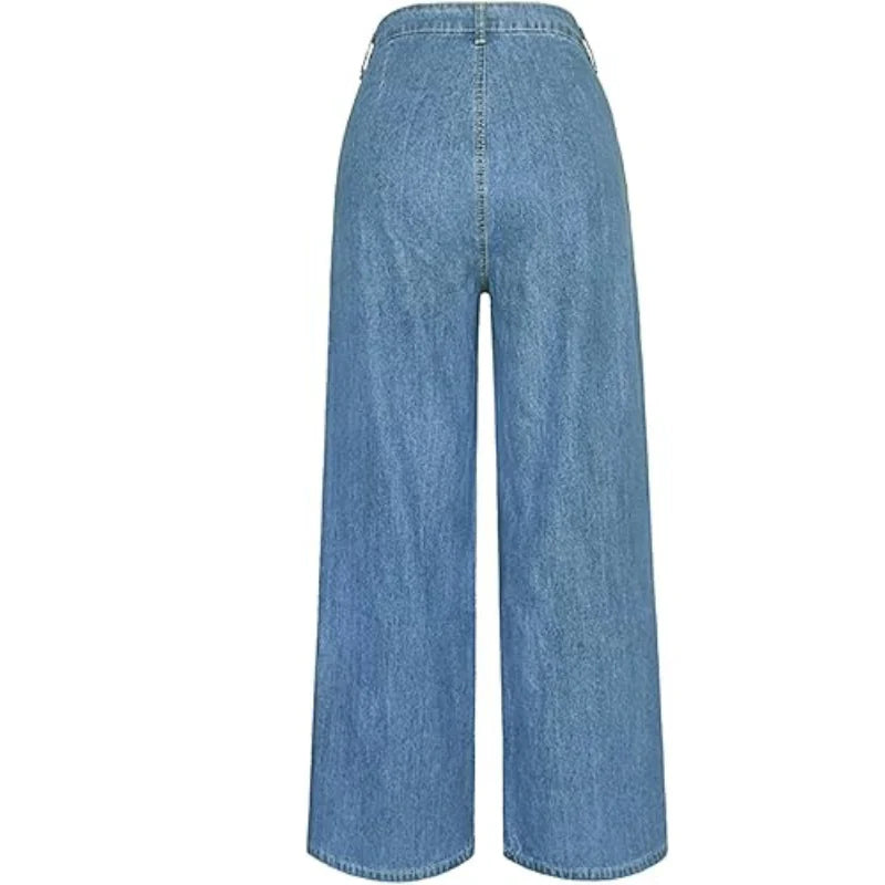 High-waisted wide-leg loose jeans – women