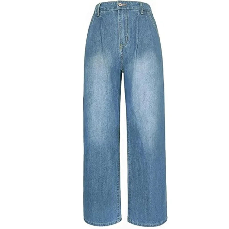 High-waisted wide-leg loose jeans – women