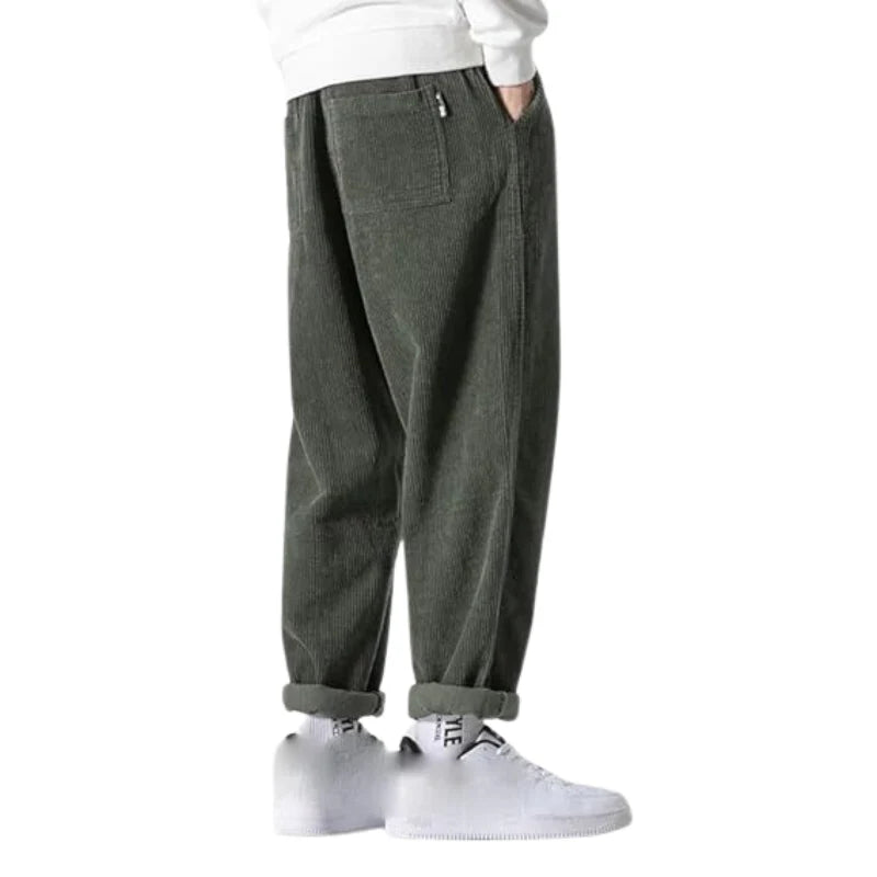 Men's oversized casual corduroy trousers – soft, comfortable cut