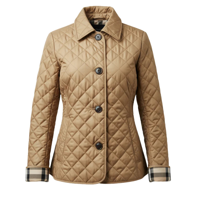 Freya – women's quilted jacket with diamond pattern and button closure
