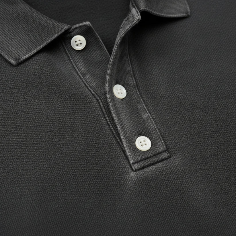 Lukas – polo shirt with long sleeves and ribbed cuffs