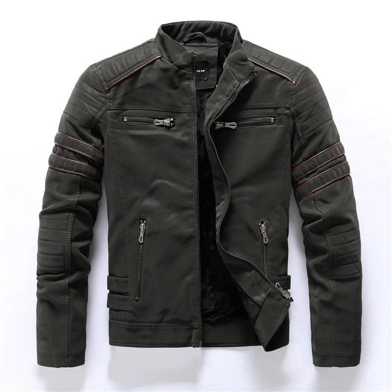 Men's biker jacket with zipper – striking leather design