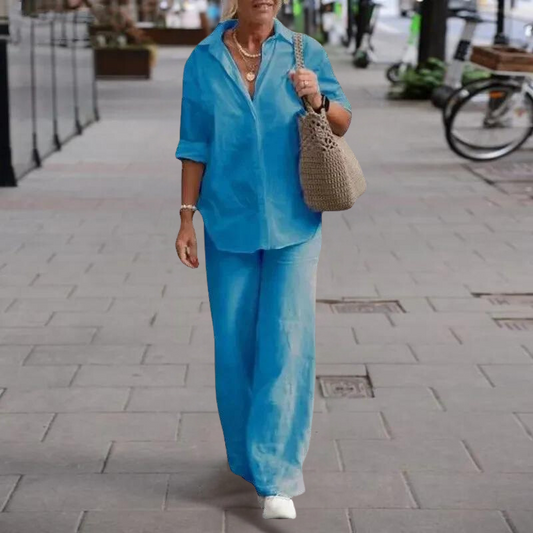 NIMA Trui met halve mouwen, wijde broek zomer set dames