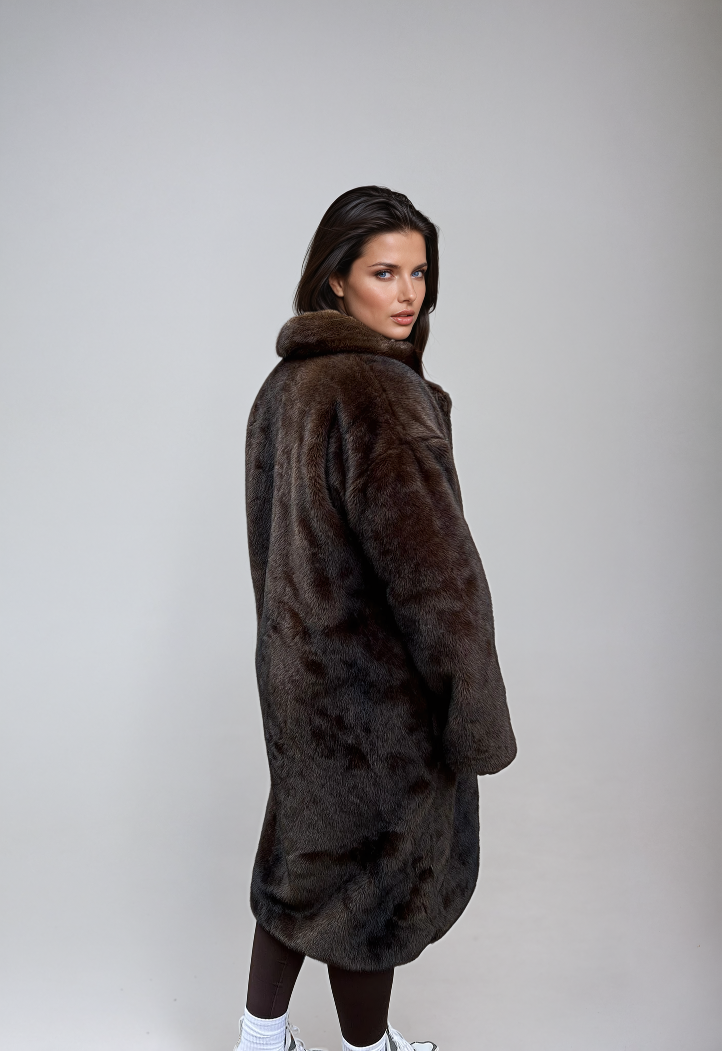 Emilia luxury long faux fur coat