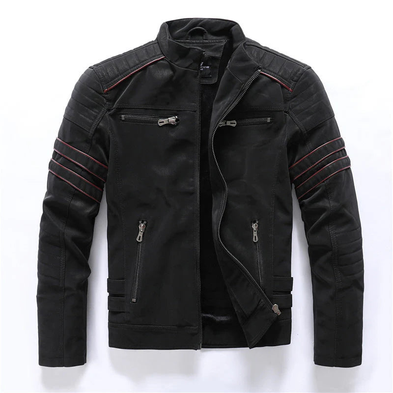 Men's biker jacket with zipper – striking leather design