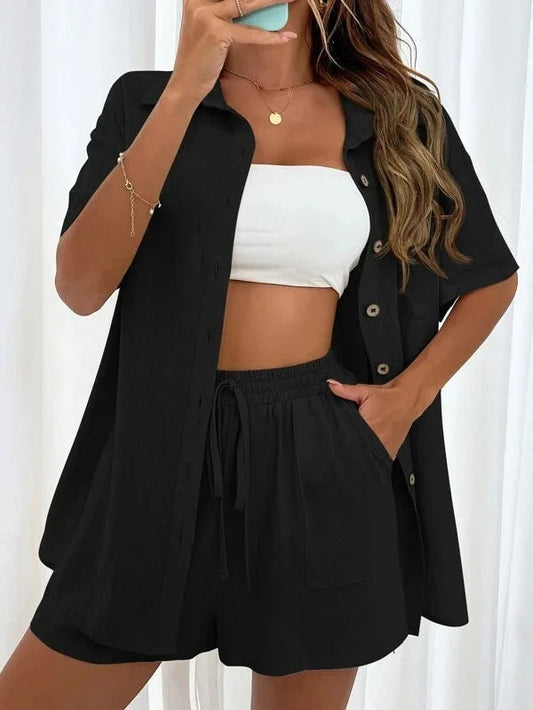 NIMA Open top koord shorts zomer set dames