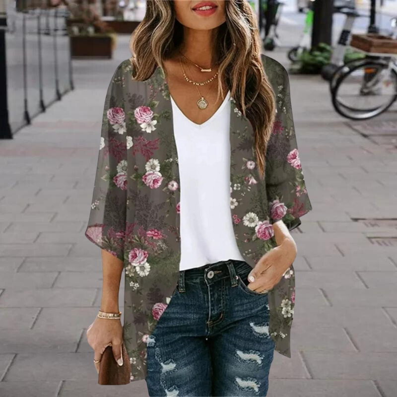 NIMA groene bedrukte lichtgewicht lange zomer blouse