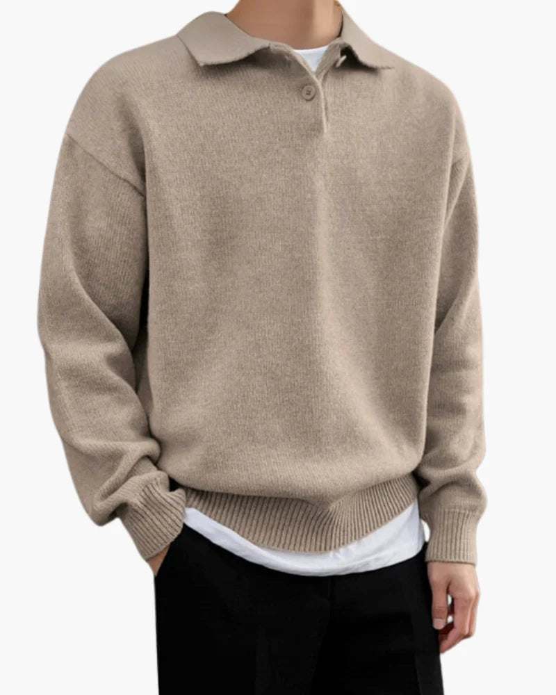 Andrew cozy wool knit polo sweater – men