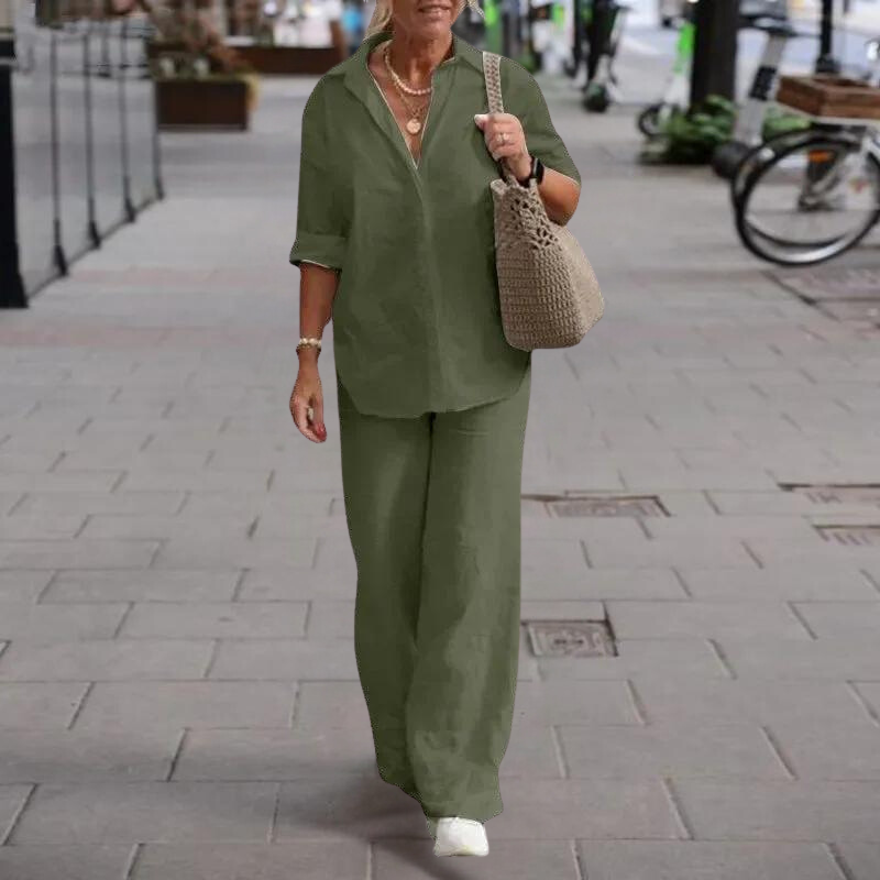 NIMA Trui met halve mouwen, wijde broek zomer set dames