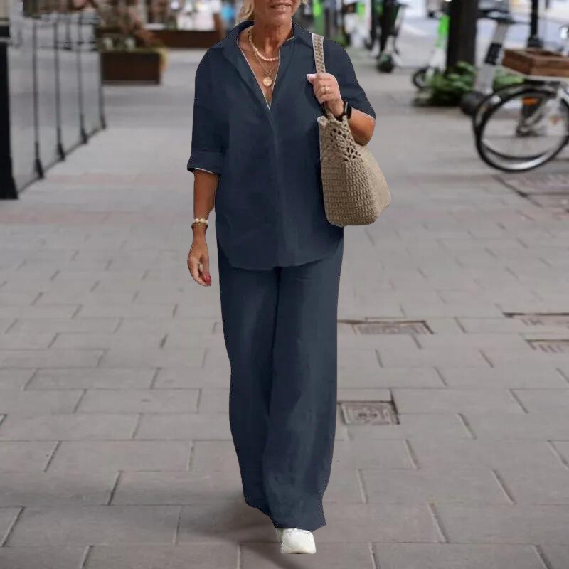 NIMA Trui met halve mouwen, wijde broek zomer set dames
