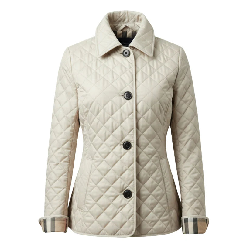 Freya – women's quilted jacket with diamond pattern and button closure