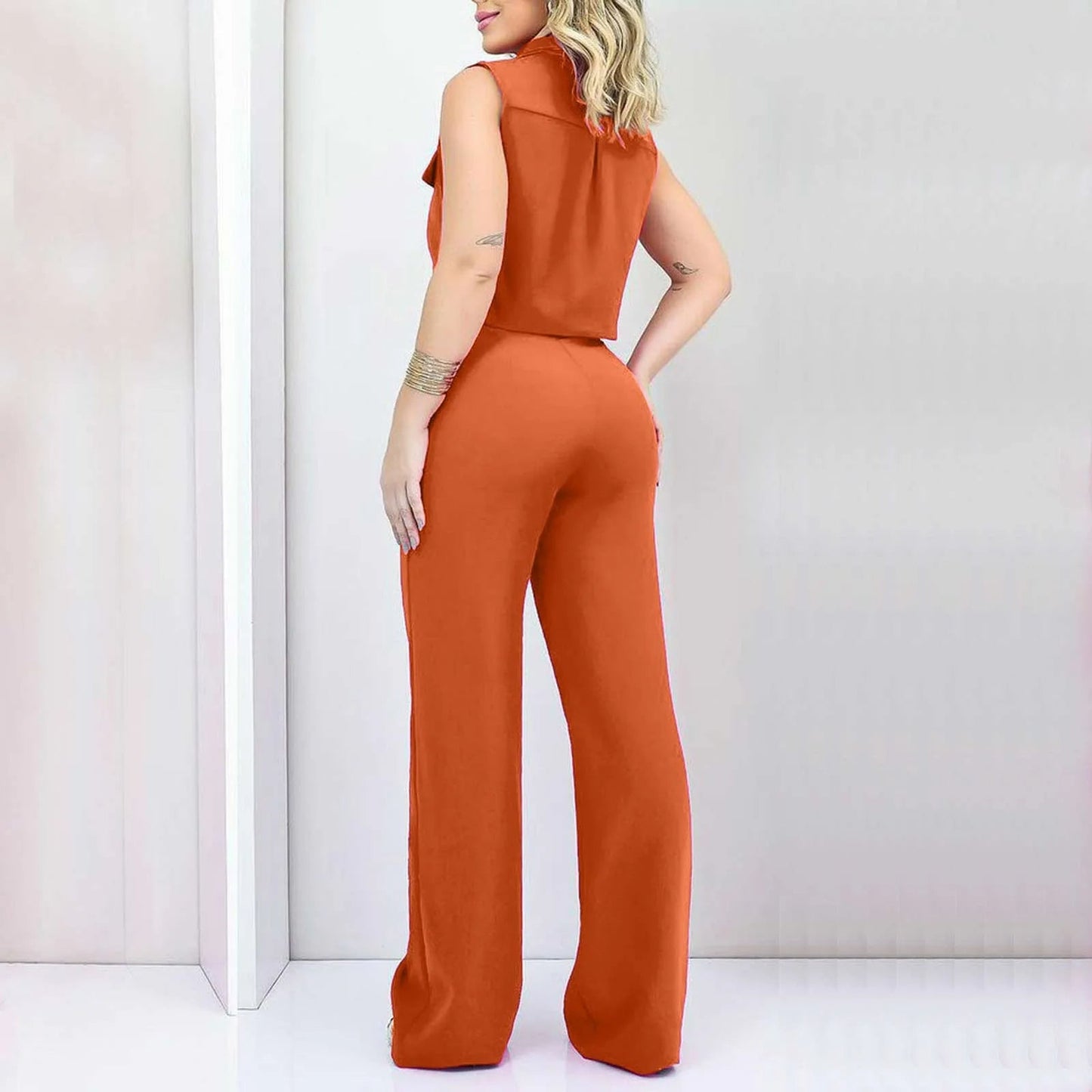 NIMA Gekraagde top met zakken, gebogen losse broek zomerset dames