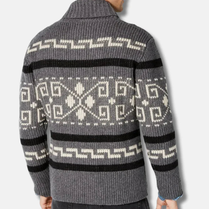 Simon – wool cardigan with shawl collar and zipper