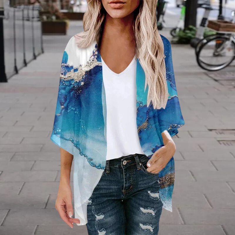 NIMA groene bedrukte lichtgewicht lange zomer blouse