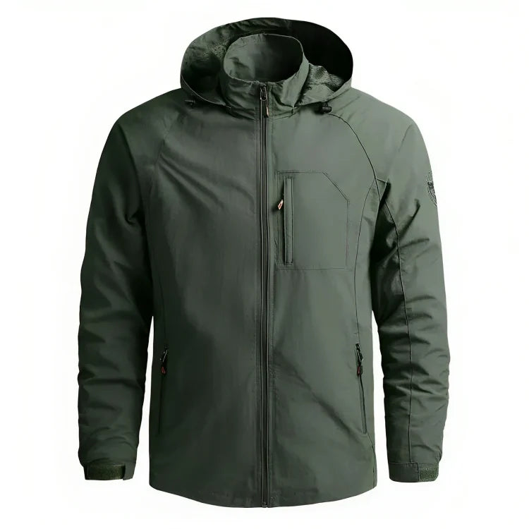 Men's outdoor softshell jacket with hood – weatherproof & flexible
