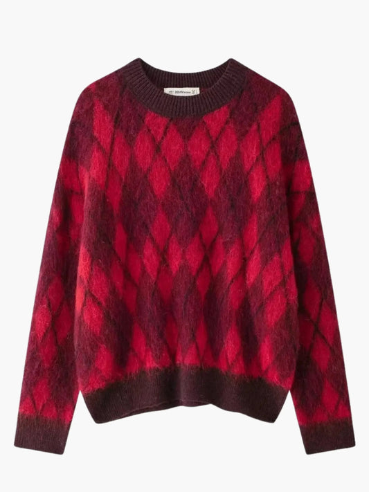 Zelda vintage red argyle knit sweater – women