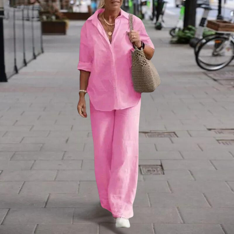 NIMA Trui met halve mouwen, wijde broek zomer set dames