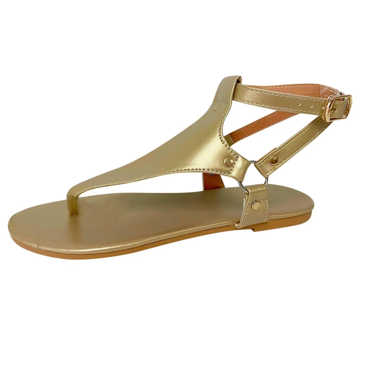 NIMA zwart bruin retro leren teensandalen