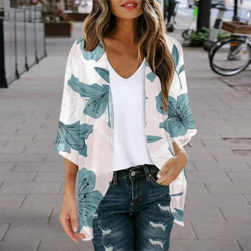 NIMA groene bedrukte lichtgewicht lange zomer blouse