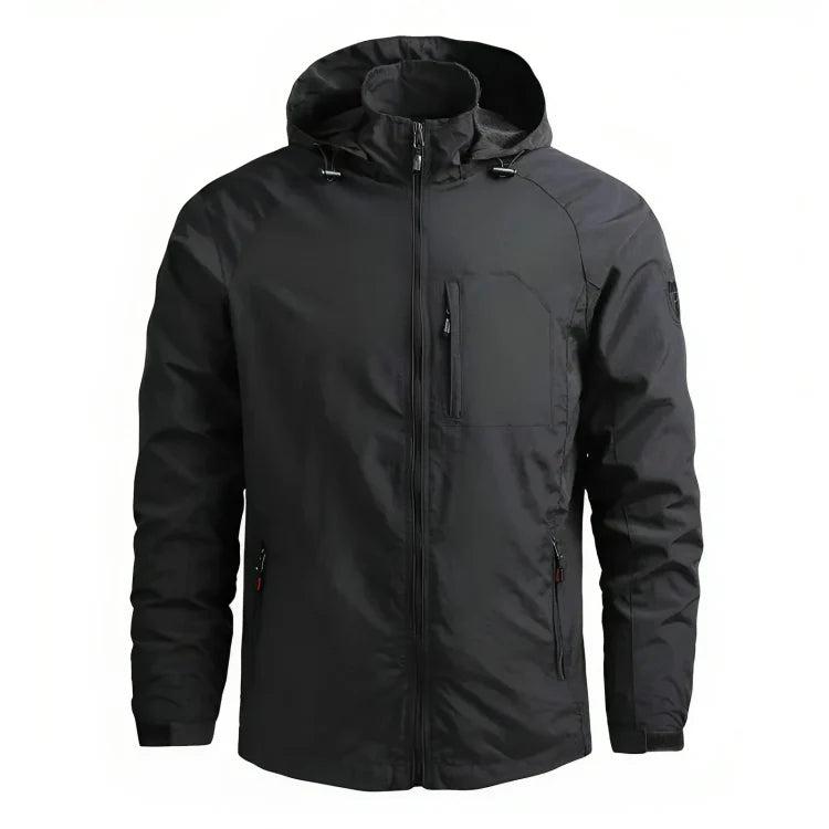 Men's outdoor softshell jacket with hood – weatherproof & flexible