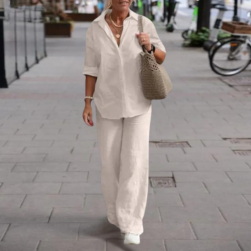 NIMA Trui met halve mouwen, wijde broek zomer set dames