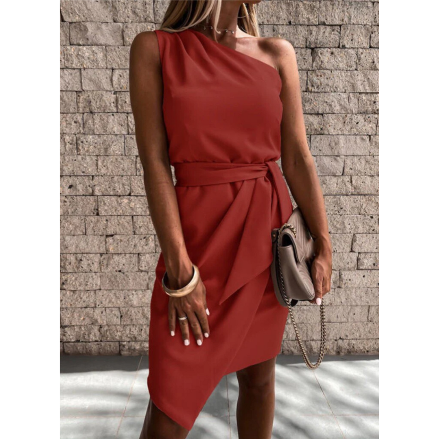 NIMA Elegante een schouder zomerjurk